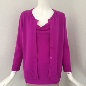 Margaret O'Leary fuchsia cashmere cardigan set
